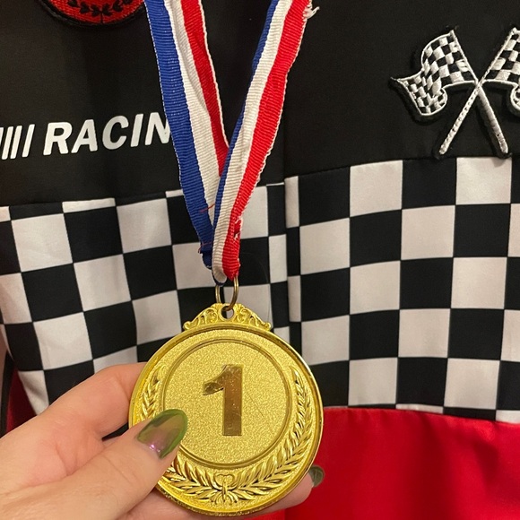 Kids Red Racing Costume with Cap - Picture 5 of 8